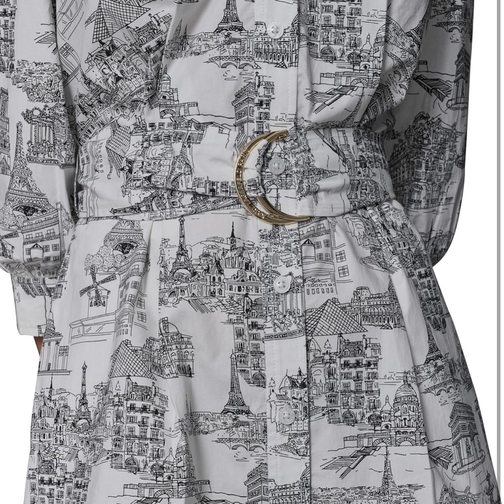 KARL LAGERFELD Women's Button Up Collared Belted Shirt Dress size 12. Nwt - Picture 6 of 9